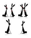 Couple of rabbits, black silhouette for your desig