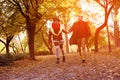 Couple in the park. Moving activity. Royalty Free Stock Photo