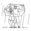 couple rain vector