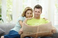 Couple reading newspaper Royalty Free Stock Photo