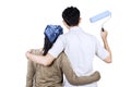 Couple ready to painting wall. isolated Royalty Free Stock Photo