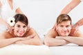 Couple receiving massage at spa Royalty Free Stock Photo