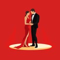 couple on red carpet vector flat minimalistic isolated illustration Royalty Free Stock Photo