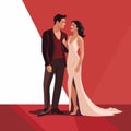 couple on red carpet vector flat minimalistic isolated illustration Royalty Free Stock Photo