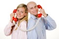 Couple with red telephones