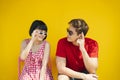 Couple in red theme on summer vacation