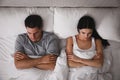 Couple with relationship problems in bed at home Royalty Free Stock Photo