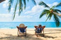 Couple relax on the beach enjoy beautiful sea on the tropical island Royalty Free Stock Photo