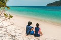 Couple relaxing on beach summer holiday