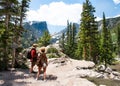 Couple relaxing and enjoying beautiful mountain view Royalty Free Stock Photo