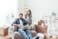 Couple relaxing during home renovation