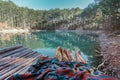 Couple relaxing by the lake Royalty Free Stock Photo