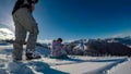 Dreilaendereck - Couple relaxing in powder snow in ski resort Dreilaendereck in Karawanks, Carinthia Royalty Free Stock Photo