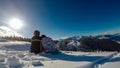 Dreilaendereck - Couple relaxing in powder snow in ski resort Dreilaendereck in Karawanks, Carinthia Royalty Free Stock Photo