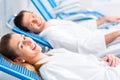 Couple in relaxation room of wellness spa Royalty Free Stock Photo