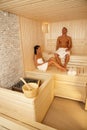 Couple relaxing in sauna Royalty Free Stock Photo