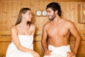 Couple relaxing in a sauna Royalty Free Stock Photo