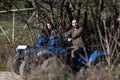 Couple Driving Off-road With Quad Bike or Atv Royalty Free Stock Photo