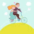 Couple riding a bicycle