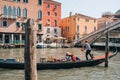 Couple riding a gondola on Grand Canal in Venice, Italy Royalty Free Stock Photo