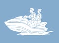 Couple riding jet ski Royalty Free Stock Photo