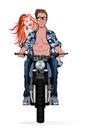 Couple riding a motorbike