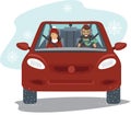 Couple riding in the red car Royalty Free Stock Photo