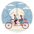 Couple Riding Tandem Bicycle Together in Paris Royalty Free Stock Photo