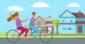 Couple Riding on Tandem or Twin Bicycle Cottage