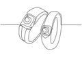 Couple ring one line drawing. Love and marriage symbol of rings for woman and man