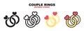 Couple Rings icon set with different styles