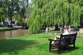 Couple by river, Bourton on the Water.