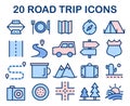 Couple road trip set. Young man and woman going on vacation by a car. Royalty Free Stock Photo