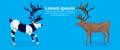 Couple robot reindeer artificial intelligence concept robotic deer cartoon animal flat copy space horizontal