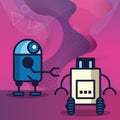 Couple of robots technology icons