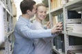 Couple Romancing In Library Royalty Free Stock Photo