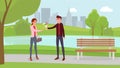 Couple on romantic date flat illustration Royalty Free Stock Photo