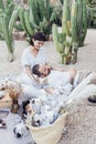 Couple on romantic date lay on picnic blanket Royalty Free Stock Photo