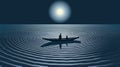 Moonlit Boat Ride: A Calm And Meditative Op Art Illustration