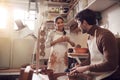 Couple Running Bespoke Pottery Business Working In Ceramics Studio Together Royalty Free Stock Photo