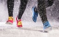 Couple running in winter Royalty Free Stock Photo