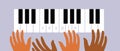 Hands of a couple on piano keys, Flat vector stock illustration with Hands of two musician as a concept of couples playing on the Royalty Free Stock Photo