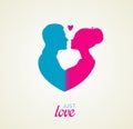 Couple's silhouette kissing image