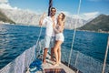 Couple on a sail boat in the summer. Royalty Free Stock Photo