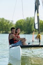 couple sailing boat Royalty Free Stock Photo