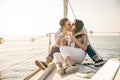 Couple sailing on boat Royalty Free Stock Photo