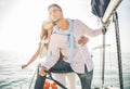 Couple sailing on boat Royalty Free Stock Photo