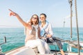 Couple sailing on boat Royalty Free Stock Photo