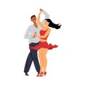 Couple of salsa or bachata dancers characters flat vector illustration isolated. Royalty Free Stock Photo