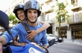 Couple On Scooter Enjoying Road Trip Royalty Free Stock Photo